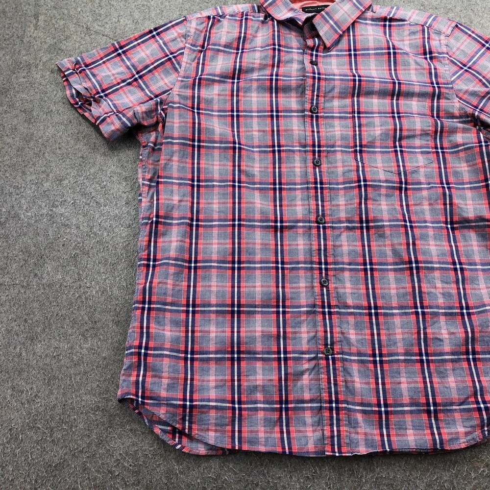 Banana Republic Shirt Mens Large Multicolor Plaid Short Sleeve Button Up Casual